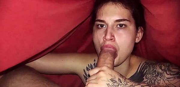  Girl Deepthroat Cock StepBrother Secret from Parents - Cum in Mouth